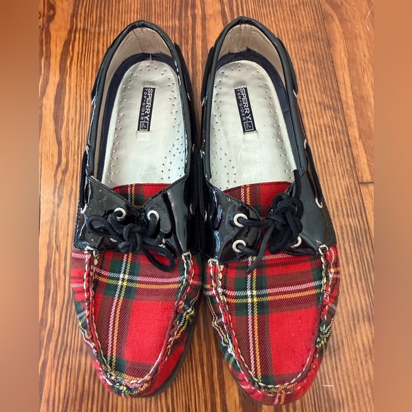 Sperry Shoes - Sperry top sider plaid Red boat, loafer, flat shoe EUC. sz 10